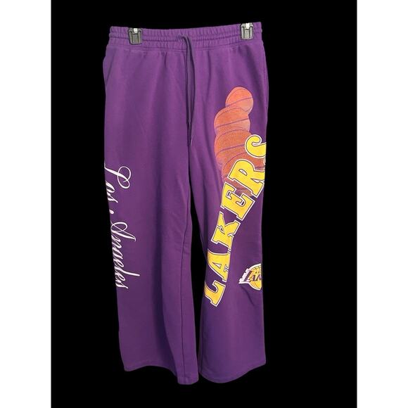 LOS ANGELES LAKERS NBA TEAM APPAREL WOMENS MEDIUM SWEATPANTS PURPLE PANT POCKETS - Picture 1 of 7